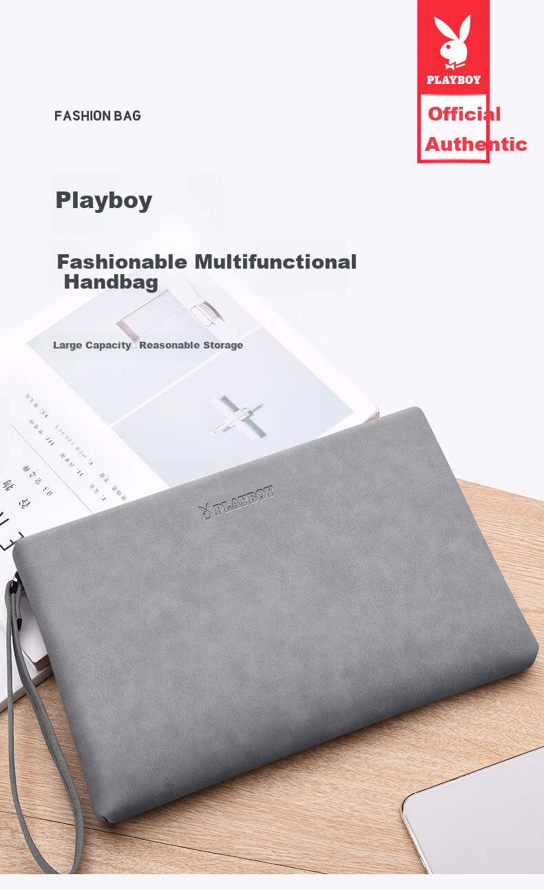 PLAYBOY Handbag for Men, Portable Envelope Bag, Men's Briefcase, Business Wallet, Large Capacity Clutch Bag, Birthday Gift 1