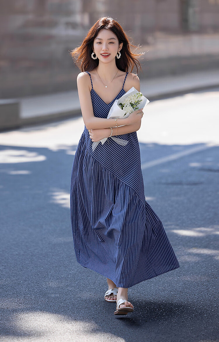Demana [with Soft Cloud Cotton] Summer Multi-layer Spliced Sleeveless Strap Irregular A-line Women's Dress 14