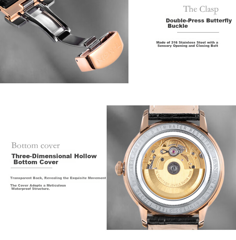 TANGIN Men's Mechanical Watch, Automatic Calendar Swiss Imported Mechanical Watch for Men, Birthday Gift for Me 14