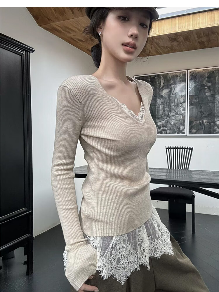 Free Style White V-Neck Lace Camisole Women Summer Inner Wear Ruffled Hem Mesh Splicing Sleeveless Top 19
