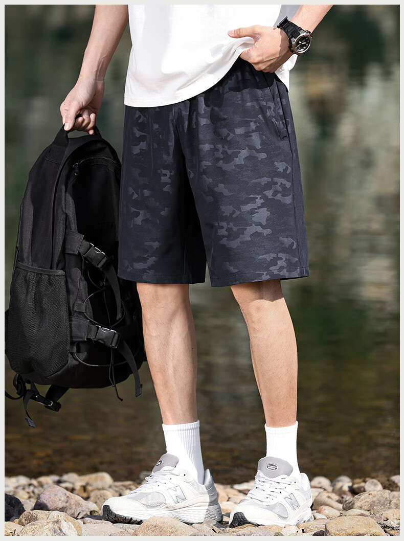 EASTERN CAMEL Men's Trendy Summer Outdoor Casual Sports Straight Five-Point Shorts Youth Loose Beach Pants 17