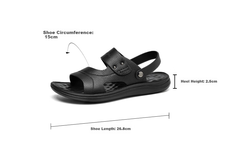 Aokang Sandals, Beach Shoes, Men's Comfortable Casual Open-Toe Breathable Two-Way Simple Slippers, Black, Size 44 4