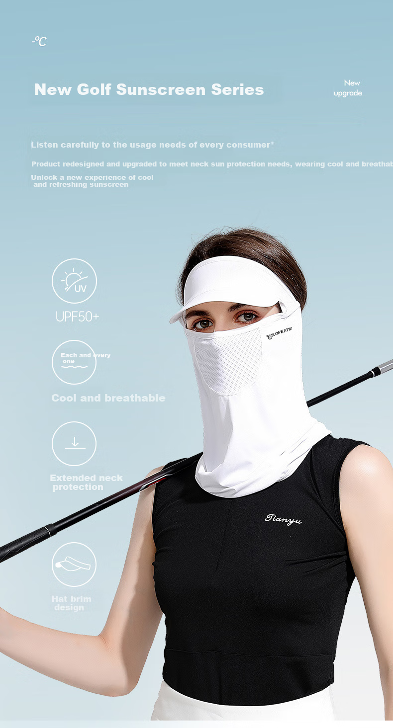 GLO-STORY Sun Protection Face Mask for Women, Full-Face Mask, Outdoor Golf Sports Sunshade, Cycling Face Covering, Headscarf Face Veil 3