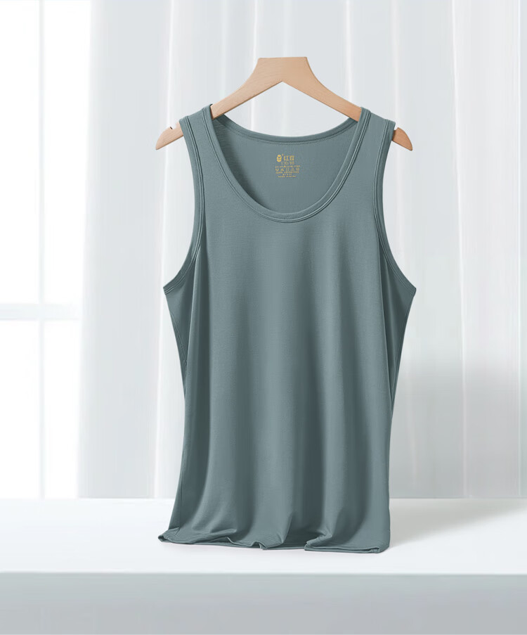 Hongdou Men's 7A Antibacterial Modal Silky Stretch Round Neck Simple Base Layer Sports Vest 1