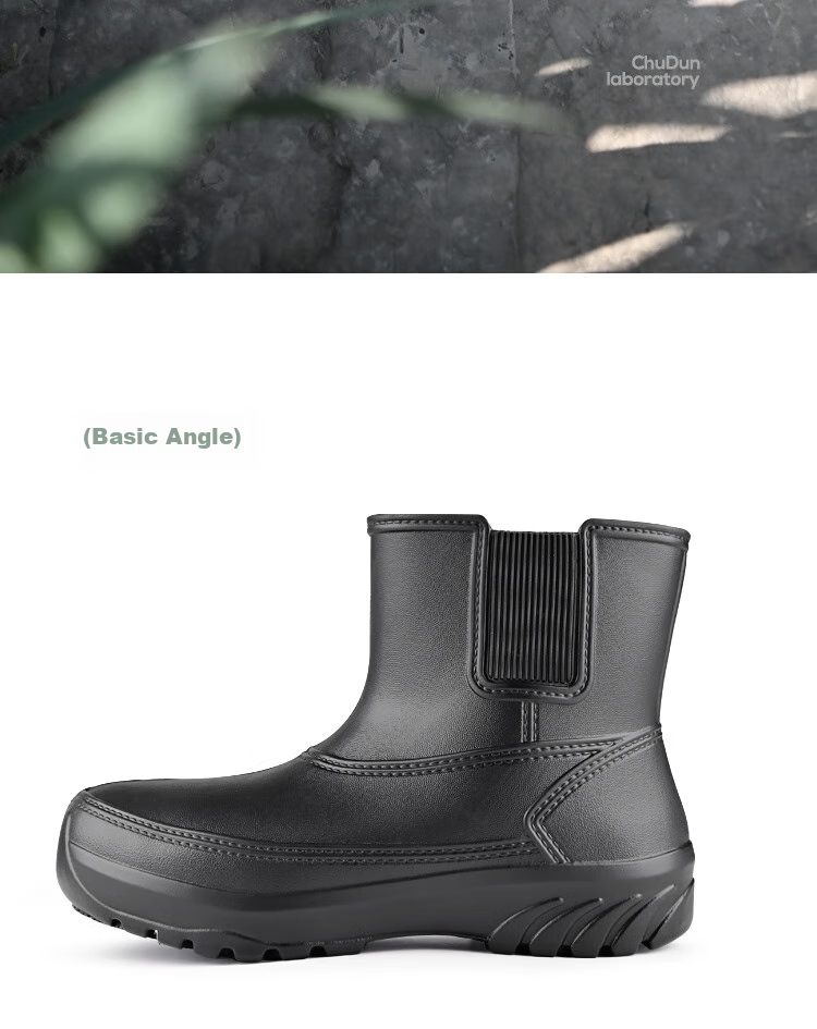 Chudun Non-Slip Shoes, Snow Boots, Rain Boots, Waterproof, Non-Slip, Oil-Resistant, EVA Water Shoes, Work Shoes, Black, Size 39/40 15