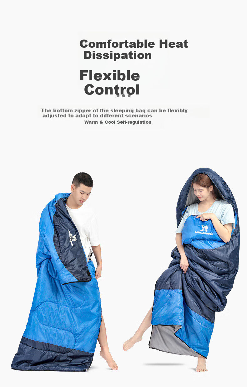 CAMEL Spring And Summer Outdoor Camping Overnight Thickened Winter Cold-Proof Cotton Sleeping Bag K1103 Moonstone Gray 1.35Kg Right 9