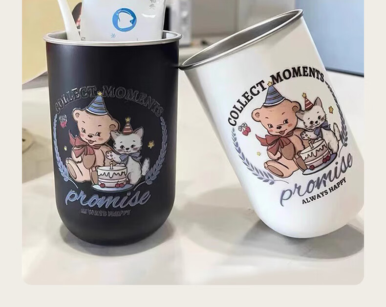 40,000km 304 Stainless Steel Mouthwash Cup Cute Toothbrushing Cup Children's Toothbrush Cup Couples Household Tooth Jar Wash Cup Student 10