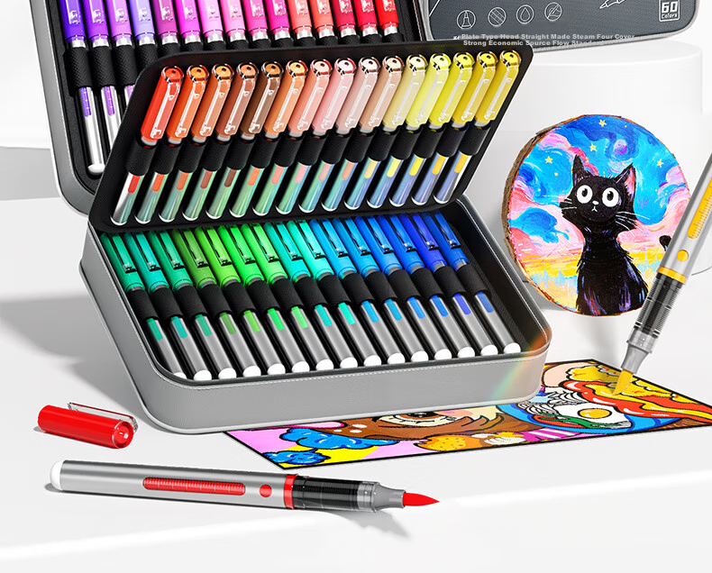 Touch Mark 48-Color Direct Liquid Soft-Tip Acrylic Markers, Large Capacity Watercolor Pens with Intelligent Ink Control, Non-Translucent Colors, Birthday Gift for Students, Children, Boys And Girls 2