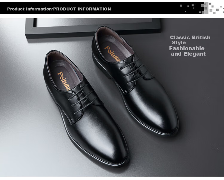 Poitulas Men's Lace-Up Business Casual Leather Shoes, Hollow Breathable Formal Shoes, 6858 Black (Sandal), Size 44 4