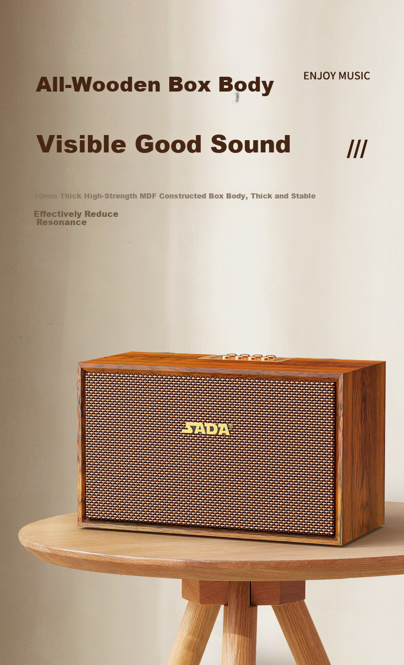 Saida SADA Home Bluetooth Speaker, Portable Retro Wooden Multimedia [PS5 Game Sound System], Multifunctional Card-Insertable Subwoofer, Desktop Long Battery Life Amplifier K58 2