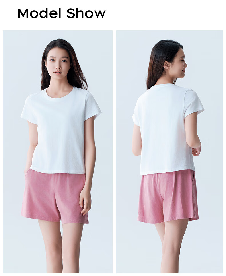 Yiershuang Women's 100% Cotton T-Shirt, Class A 7A Antibacterial, Anti-Mite, Deodorizing, Round Neck Short Sleeve Outerwear Base Shirt 19