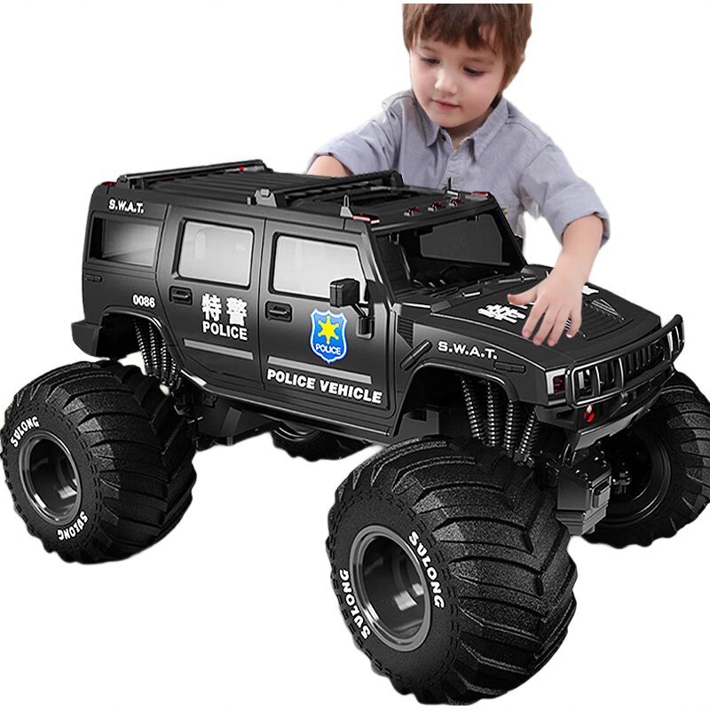 JINGDA TOYS Remote Control Car RC Hummer Off-Road Police Car Model, Large Toy for Boys Aged 3-6, Children's Birthday Gift