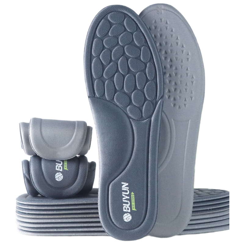 BUYUN [4 Pairs] Insoles, Odor-Resistant, Shock-Absorbing for Men's Sports, Sweat-Absorbing And Breathable for Women, Non-Slip, Military Training Deodorizing Insoles for Leather Shoes