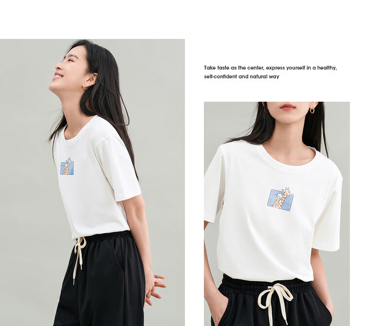 INMAN Women's 2025 Summer Embroidered Comfortable Simple Pullover Loose Fit Cotton Short Sleeve T-Shirt Sakura Pink S 16
