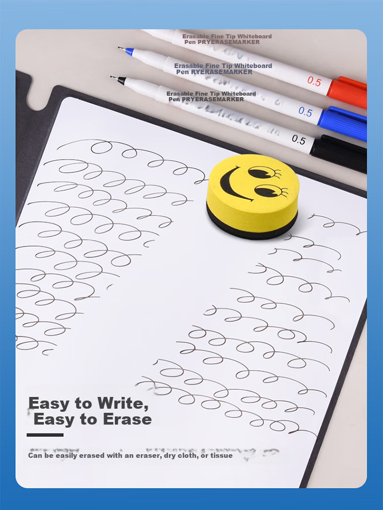 Genvana 0.5mm Ultra-Fine Blue Erasable Whiteboard Marker, Fine Tip for Office, Teaching, Meetings, Specialized Drafting G-0638 4