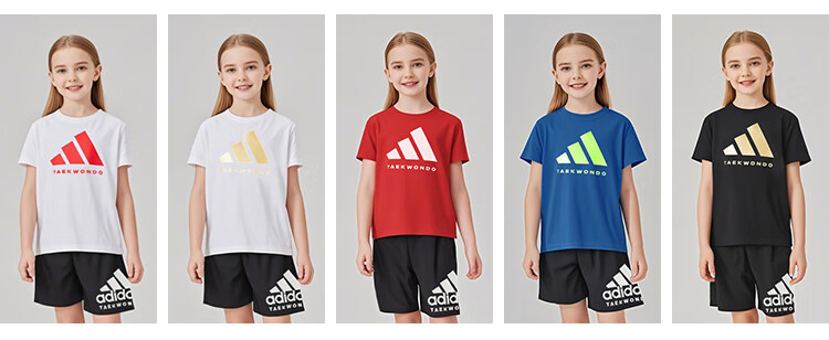 Adidas Children's Short-Sleeve T-Shirt And Shorts Set, White/gold + Black Shorts, Size 140 1