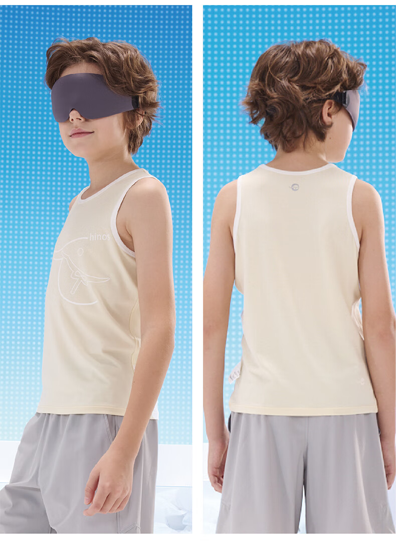 Hinos Children's Sleeveless Quick-Dry 5th Generation Fabric, Sweat-Wicking Loungewear Top, Moisture-Wicking, 110 Coconut Milk White 10