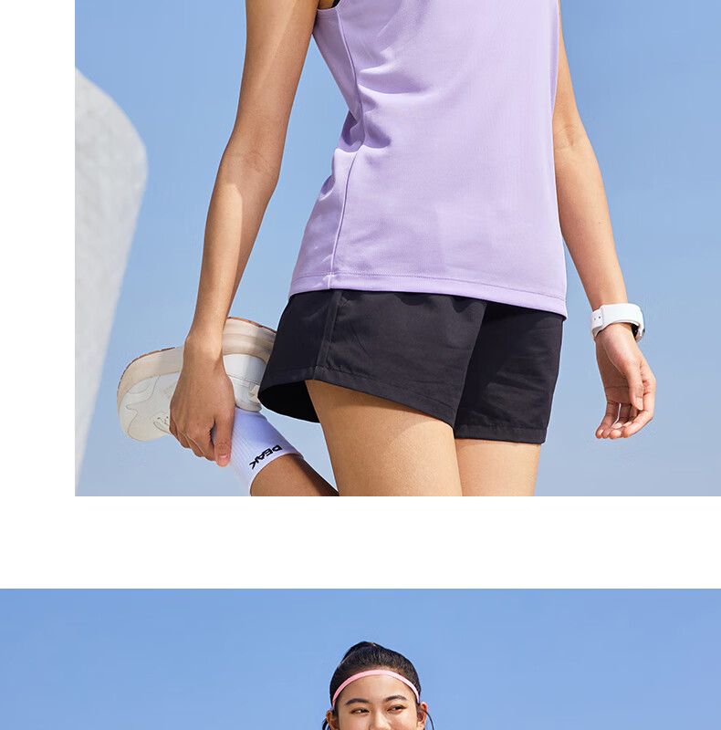 PEAK Women's Summer Sports Set Quick-Dry Breathable Sleeveless Vest and Shorts Badminton Running Fitness Two-Piece DF152038 35