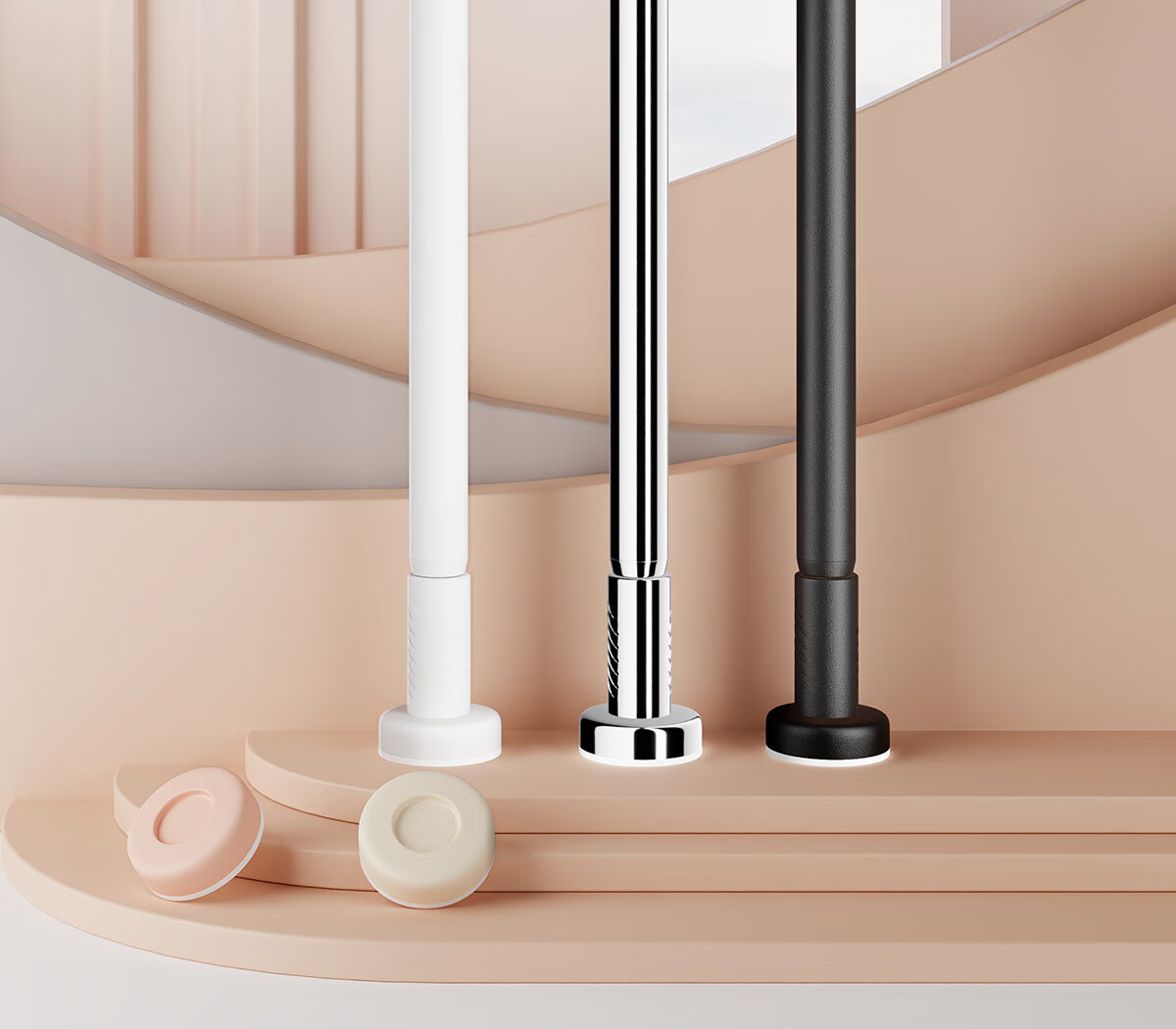 Fan Ye No-Drill Telescopic Rod Door Curtain Rod Closet Clothes Drying Rod Bathroom Curtain Rod Wardrobe Support Hanging Rod Balcony Clothes Drying Rack 2