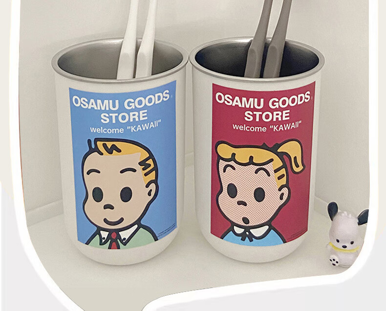 40,000km 304 Stainless Steel Mouthwash Cup Cute Toothbrushing Cup Children's Toothbrush Cup Couples Household Tooth Jar Wash Cup Student 2