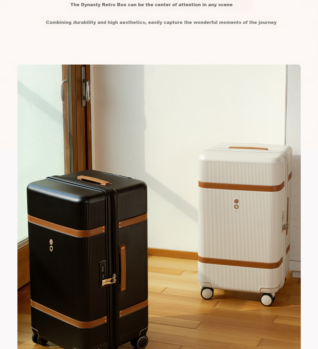 Echolac Large Capacity TRUNK Suitcase with Spinner Wheels, Pull Rod, Vintage Style PC237K Classic Black, 26 Inches 2