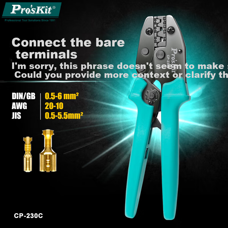 Pro'sKit CP-230C Network Extension Bare Terminal Ratchet Crimping Pliers Wire Crimper (0.5~6mm²)