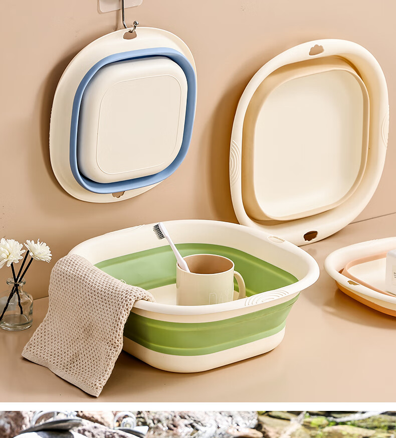 Xinjunlong XINJUNLONG Folding Basin (Large, Medium, Small) Set of 3 Washbasins for Face Washing, Travel, Home Use, Dormitory, Portable Plastic Basi 1