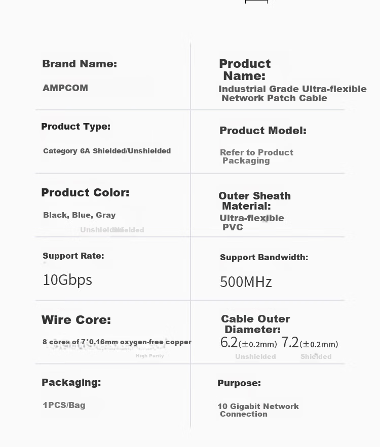 AMPCOM 10 Gigabit Cat6A High Flexible Industrial Network Cable, CAT6A Unshielded UTP Oxygen-Free Copper, 0.3 Meter Ultra-Flexible High-Speed Router Computer Network Patch Cord, Black AMC6ABK3 20