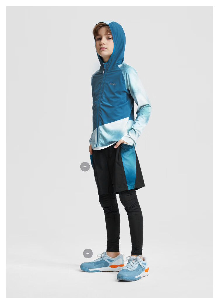Moodytiger Children's Ice Silk Shirt, Summer Boys' Sun Protection Clothing, Cool Breathable Thin Style, Girls' Sun Protection Shirt, Color-Block Mosquito-Proof Skin Coat 4