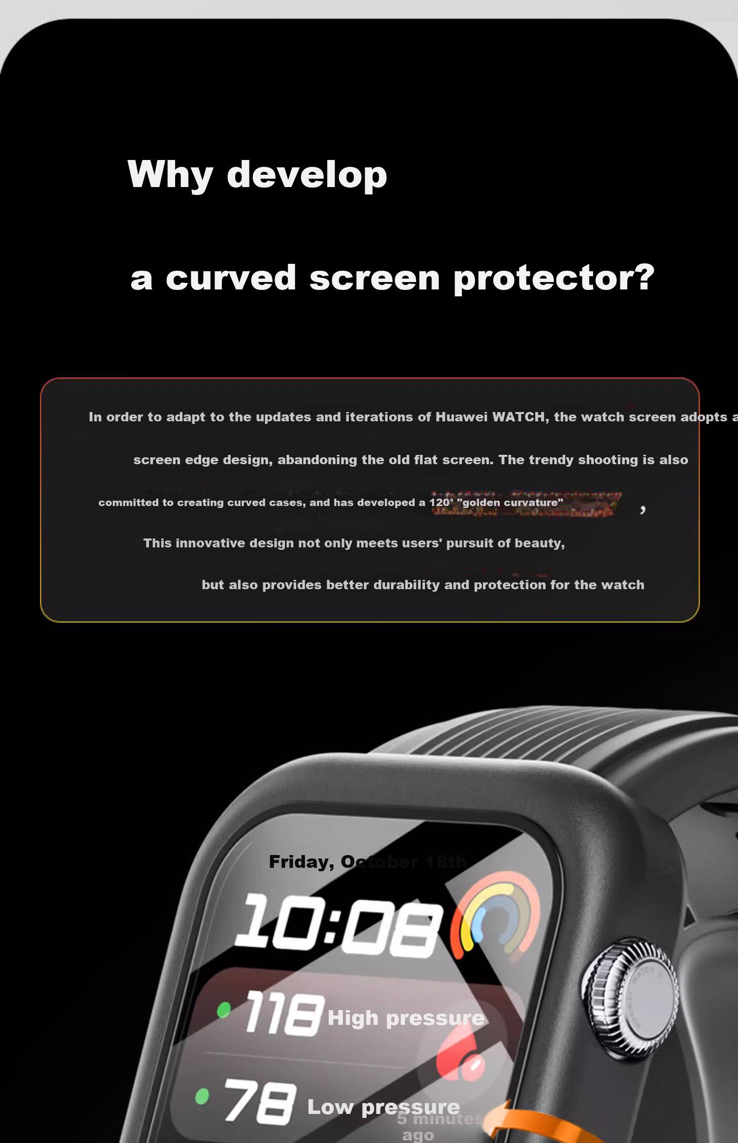 Iboann Compatible with Huawei WATCH D2 Case And Screen Protector, Watch D2 Protective Case + Protective Film, Original Phone-Specific Protective Cover, Tempered Glass Film Replacement Accessories 3