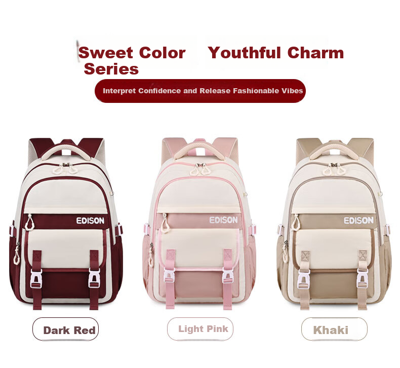 Edison Inventor Middle School Student Backpack for Junior High And High School Students, Lightweight Spine Protection Backpack for Boys And Girls, Stylish Design K013-2 Khaki 9