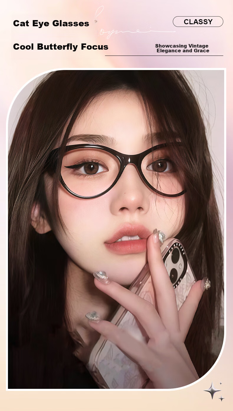LOHO [Professional Eyeglass Fitting] Black Frame Glasses for Women, Myopia, Astigmatism, Prescription Lenses, Zeiss Lenses, Cat-Eye Anti-Blue Light Frames 1