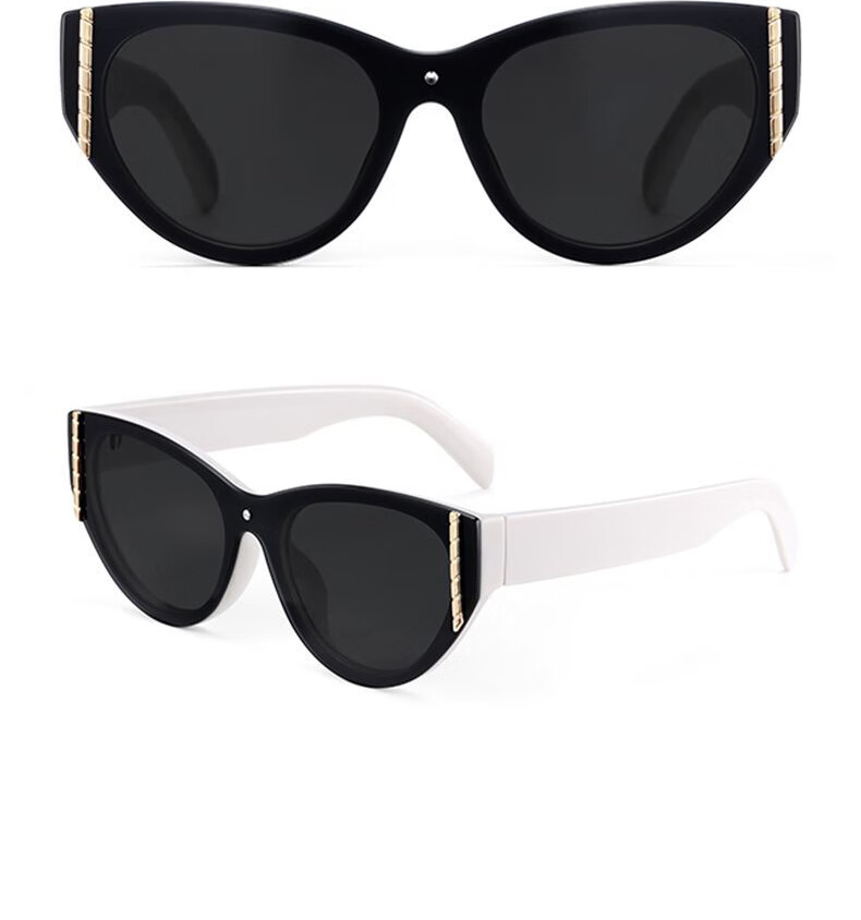 Cuntiandaofu Cat Eye Sunglasses, Vintage Square Face Large Frame Integrated High-End Look, Beige Frame with Dark Gray Lenses 16