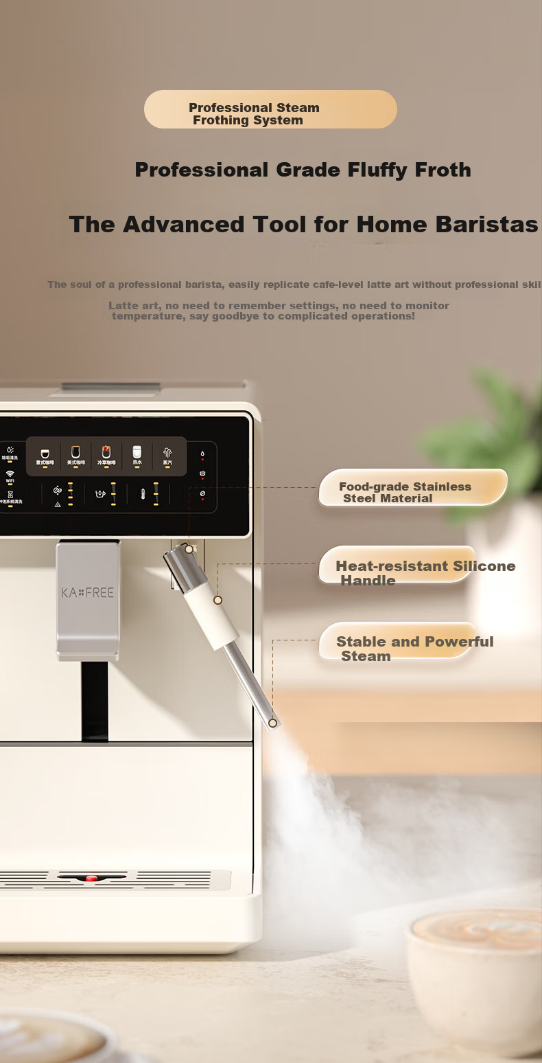 KAxFREE [Mid-Autumn Festival Gift] A2 Coffee Machine for Home And Office, Fully Automatic Italian American-Style Grinder All-In Machine, Hot And Cold Dual Extraction, DIY Milk Frother, Smart Extraction Golden Cup Quality 3