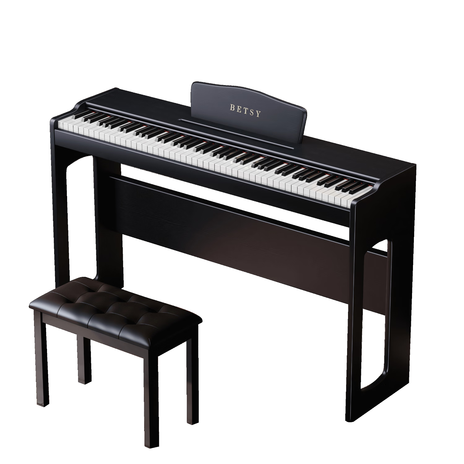 Betsy B885 Black Digital Piano with 88 Weighted Keys, Beginner Home Practice, Professional Grading Electronic Piano with Wooden Stand