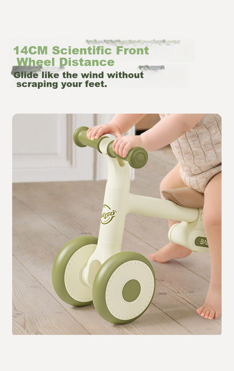 BG-BABYGO Children's Balance Bike for Ages 1-3 Four-Wheel Scooter Toddler Walker Pedal-Free Glider Toy, Ruby Red 6