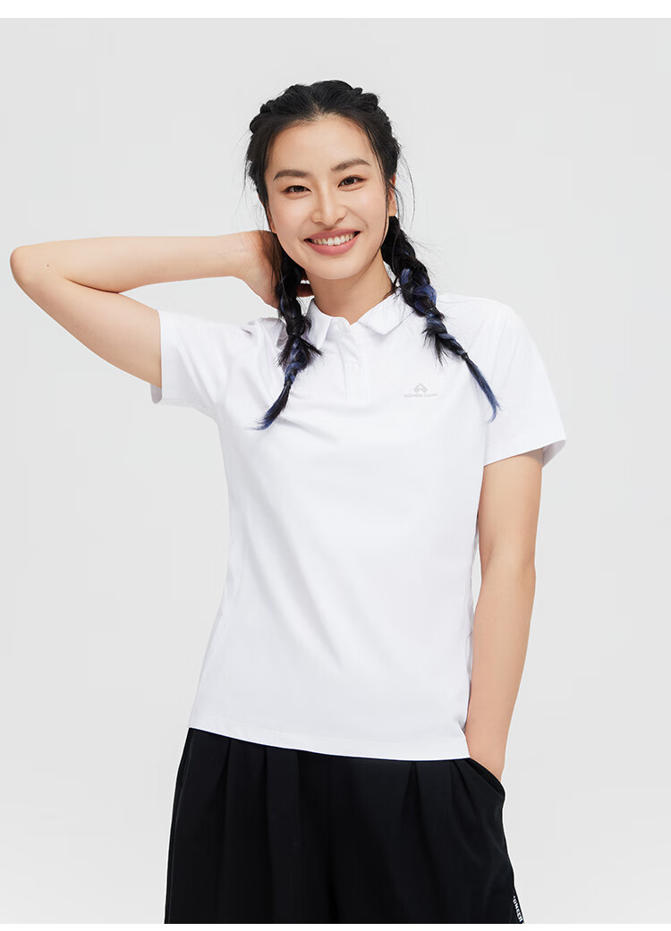 Toread Women's Quick-Dry Polo Shirt Outdoor Sports Breathable Short Sleeve T-Shirt Sorona Solid Color Casual Top White 2XL 18