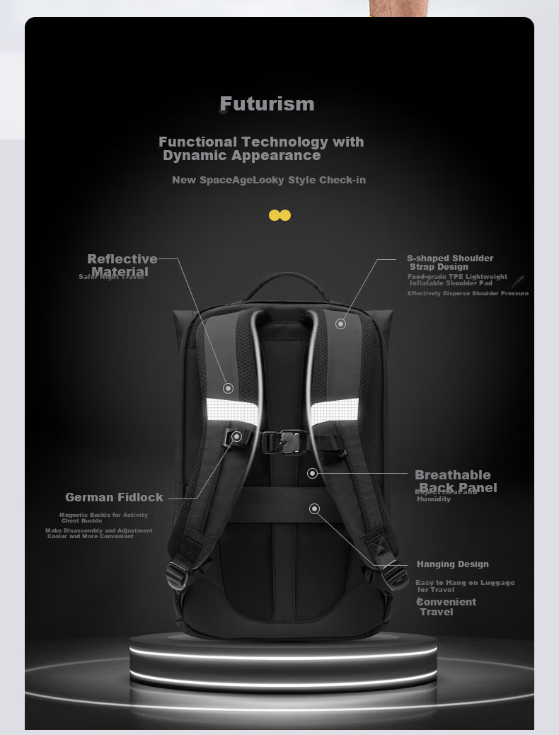LEVEL8 Casual Business Laptop Backpack, 17.3-Inch, Large Capacity for Men, Urban Light Travel Functional Series 11