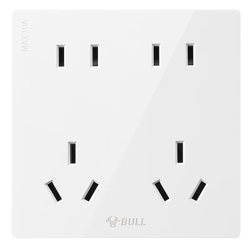 BULL Switch Socket G12 Series, Ten-Hole Socket, 86-Type Socket Panel, G12Z423, Ivory White