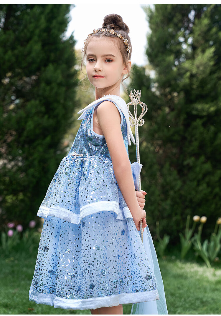 Disney Elsa Princess Dress New Summer 2026 Style Loliita Children's Clothing for Girls 5