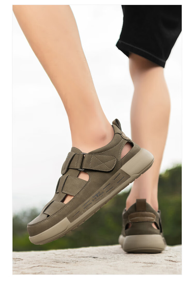 Bull Family Men's Summer New Hollow Breathable Closed-Toe Sandals Outdoor Comfortable Casual Sports Hiking Shoes 19
