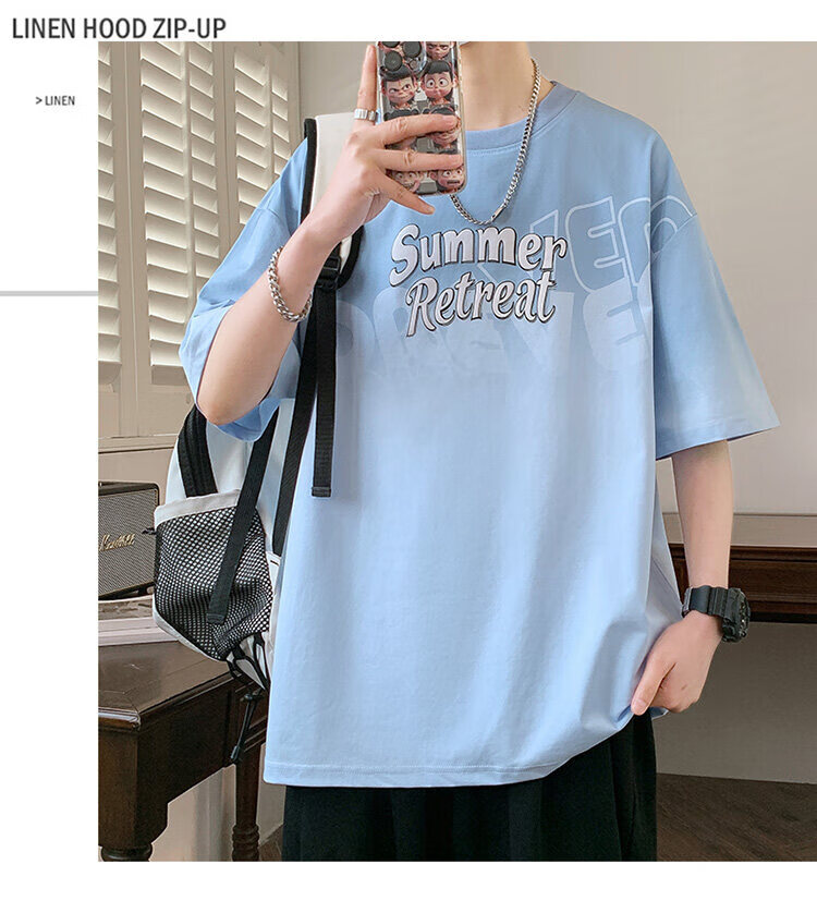 Zuofeili Short-Sleeve T-Shirt for Men, Summer 2026 New Style, Youth Trendy Brand Top, Loose-Fitting Half-Sleeve Undershirt for Middle And High School Students 10