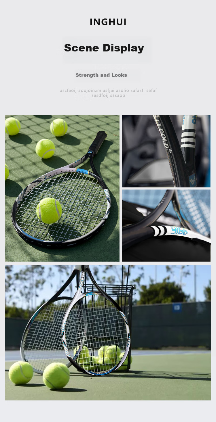 INVUI Tennis Racket Integrated Carbon Composite, Beginner Racket, Tennis Rebound Trainer, with String Tennis Racket, Racket Case 7