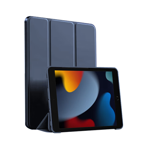 ALittleFlower Compatible with Apple iPad 9/8/7 Generation Case 21/20/19 Model 10.2 Inch iPad Tablet Tri-Fold Stand Ultra-Thin Full Coverage Drop-Proof Dark Blue