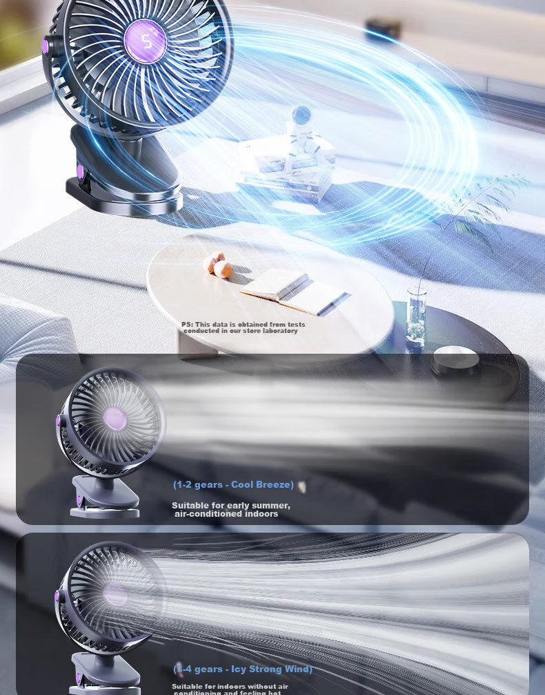 KOVOL [8-Inch Automatic Oscillating] Desktop Mini Fan Air Circulator Clip Fan for Dorm Students, Office Desk USB Cold Mini Fan Turbine Mini Electric Fa 10