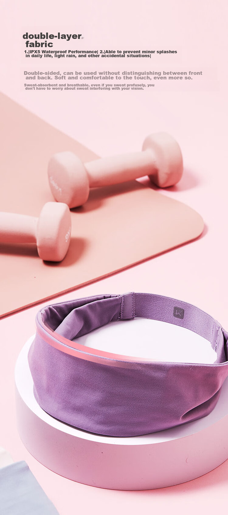 Keep Wide Headband for Yoga, Dance, Exercise, Fitness, Sweat-Absorbing And Breathable Hair Tie, Smog Blue 5