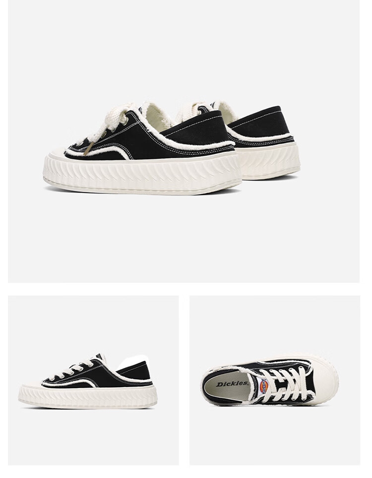 Dickies Women's Canvas Shoes, Trendy Casual Footwear, Low-Top Versatile Flat Shoes for Women, Black, Size 35 6