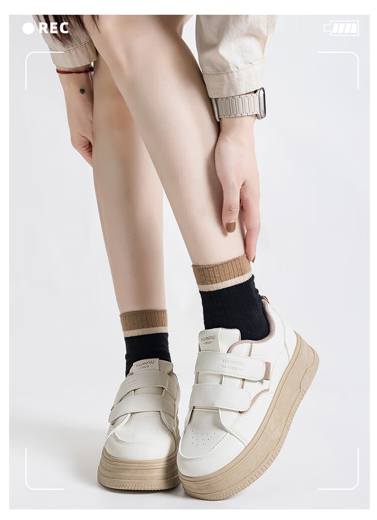 Global Magic Tape White Shoes for Women 2025 Spring New Style Niche All-match Student Campus Cute Casual Board Shoes 2