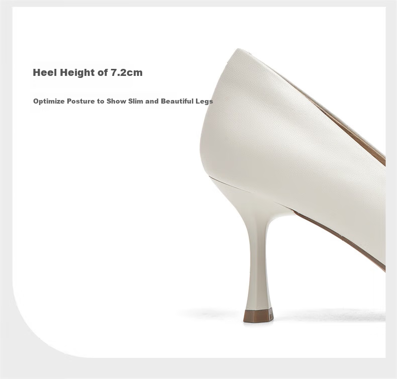 PT'SON Women's High Heels, New Sheepskin Work Shoes, Black Pointed Toe Pumps, Nude Color Professional Shoes, Wide Version, Apricot Color, Size 34 8