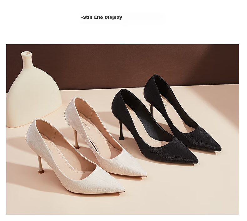 DAPHNE High Heels for Women, Black Pointed Toe Stiletto Elegant Pumps, Professional Work Shoes, Height-Increasing Shallow Mouth Women's Shoes 4622101063 Beige 38 15